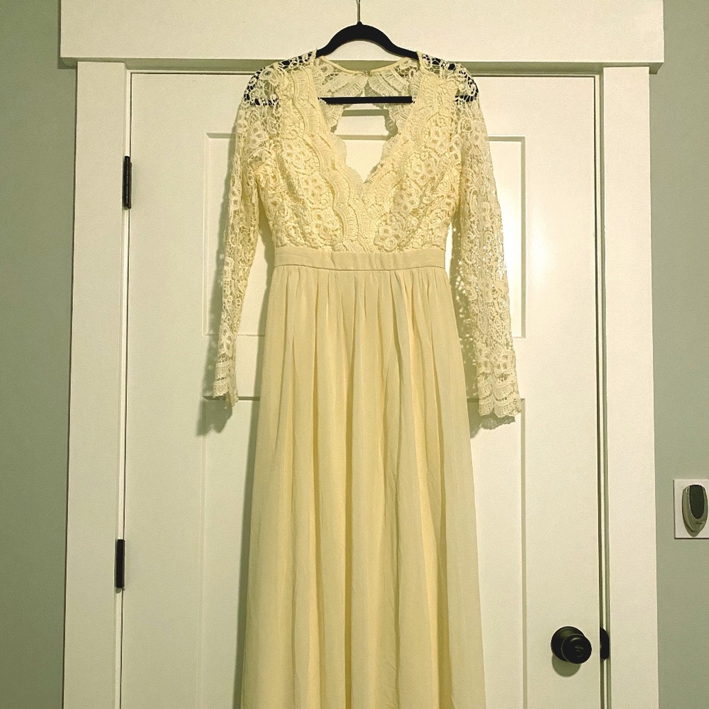 Awaken My Love White Long Sleeve Lace Maxi Dress